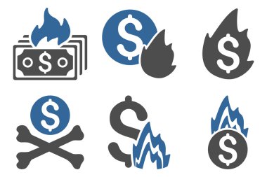 Yangın felaketi düz vektör simgeler