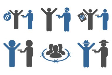 Hırsız tutuklama düz vektör simgeler