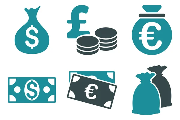 Cash geld platte Vector Icons — Stockvector