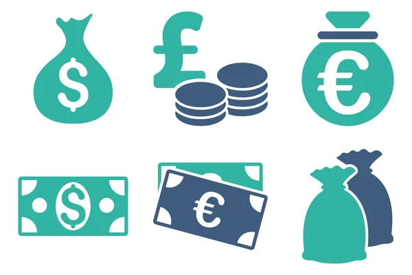 Cash geld platte Vector Icons — Stockvector