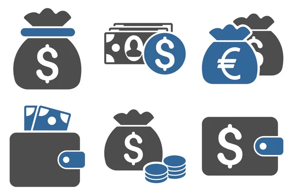 Dinero en efectivo Iconos de vectores planos — Archivo Imágenes Vectoriales