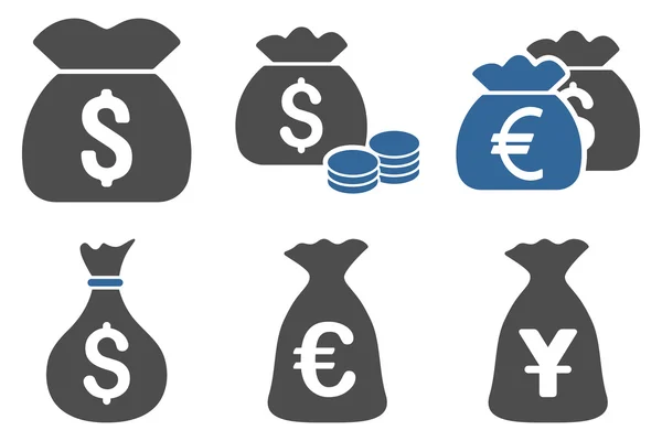 Money Bag Flat Vector Icons — Stock Vector