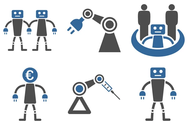 Ícones de vetores planos de robótica —  Vetores de Stock