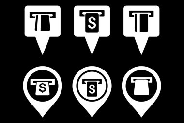 ATM harita işaretleyici düz vektör simgeler