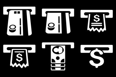 ATM yuvası düz vektör simgeler