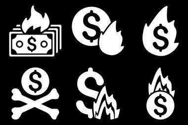 Yangın felaketi düz vektör simgeler