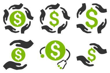 Doları bakım el düz vektör simgeler