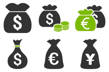 Para çantası düz vektör simgeler