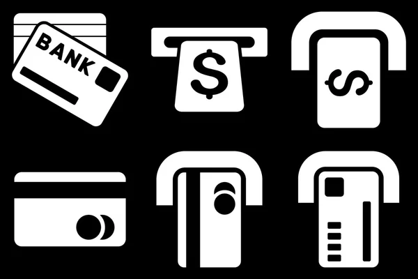 Bank ATM Flat Vector Icons — Stock Vector