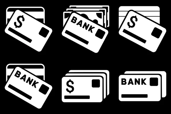 Cartões bancários ícones vetores planos —  Vetores de Stock
