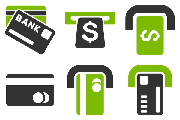 Bank ATM Flat Vector Icons — Stock Vector