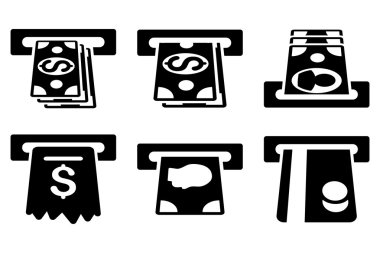 ATM makinesi düz vektör simgeler