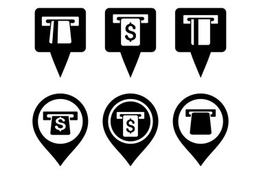 ATM harita işaretleyici düz vektör simgeler