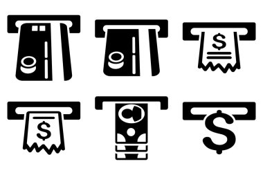 ATM yuvası düz vektör simgeler