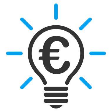 Euro fikir ampul düz vektör simgesi