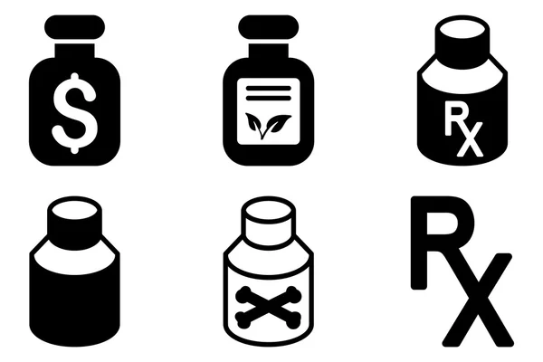 Drogas Vial Flat Vector Iconos — Vector de stock