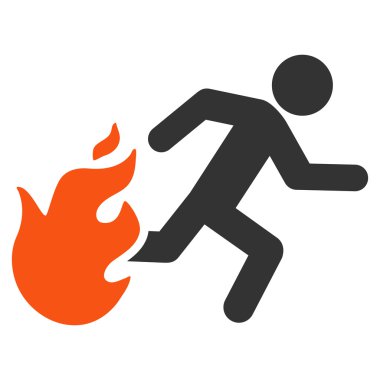 Adam düz vektör simgesi çalışan ateş