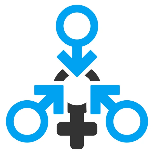 Triple Penetration Sex Flat Vector Icon — Stock Vector