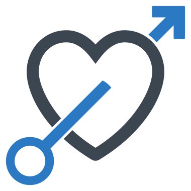 Aşk oku düz vektör simgesi