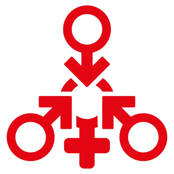 Drievoudige penetratie Sex platte Vector Icon — Stockvector