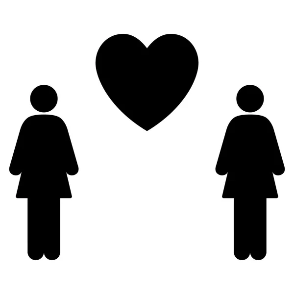 Lesbi kärlek par platta vektor symbol — Stock vektor