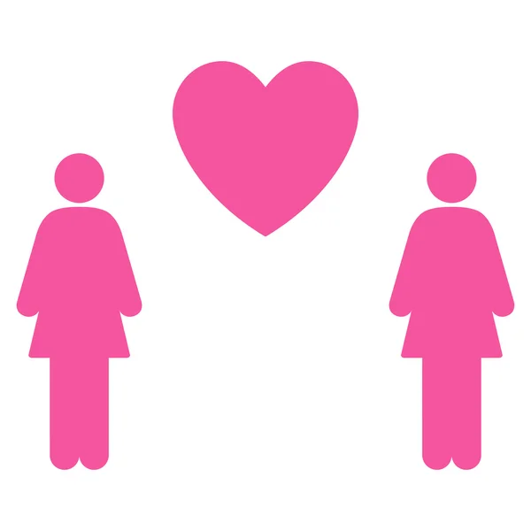 Lesbi kärlek par platta vektor symbol — Stock vektor