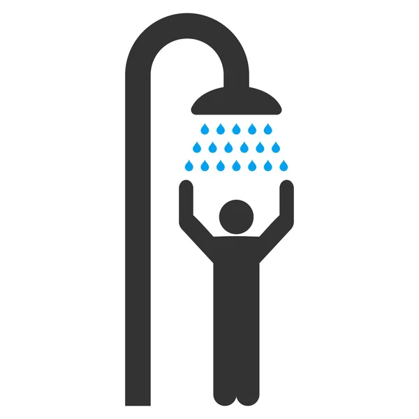 Człowiek pod prysznicem płaskie wektor ikona — Wektor stockowy