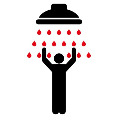 Duş düz vektör simgesi altında adam