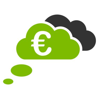 Euro rüya bulutlar düz vektör simgesi