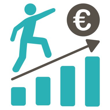 Euro iş büyüme düz vektör simgesi