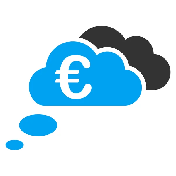 Euro álom felhők lapos Vector Icon — Stock Vector
