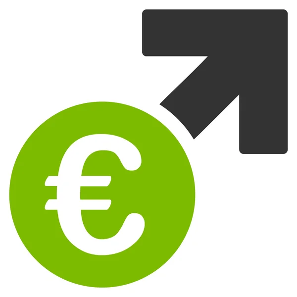 Icono de vector plano de crecimiento euro — Vector de stock