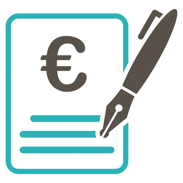 Euro Contrato Firma Vector plano Icono — Vector de stock