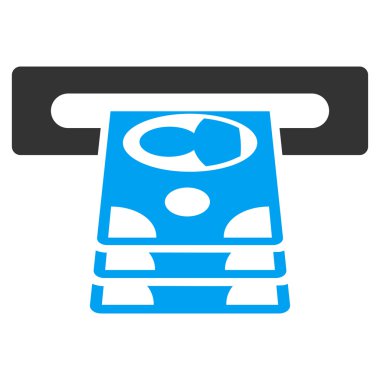 Bankamatiğe düz glif simgesi