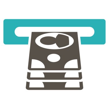 Bankamatiğe düz glif simgesi