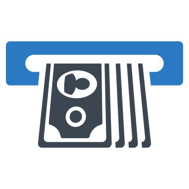 ATM ekleme nakit vektör simge düz