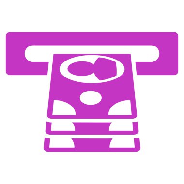 Bankamatiğe düz vektör simgesi