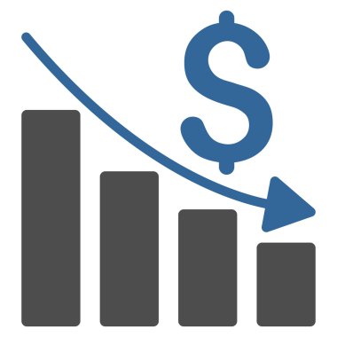 Satış kriz grafik düz glif simgesini