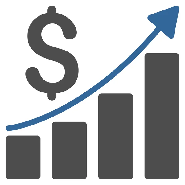 Árbevétel-növekedés diagram lapos karakterjel ikon — Stock Fotó