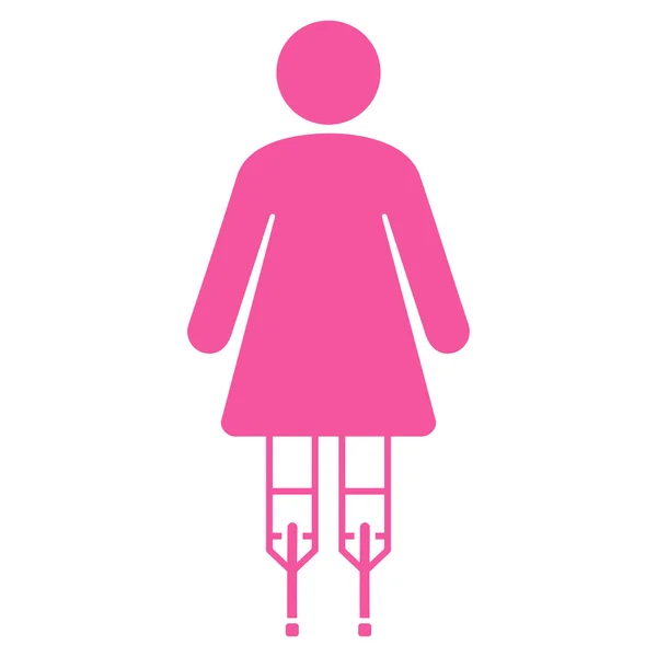 Frau auf Krücken flache Glyphen-Ikone — Stockfoto