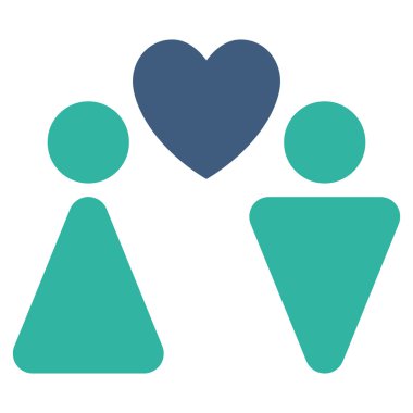 Aşk çift düz glif simgesi