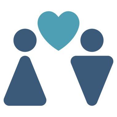 Aşk çift düz glif simgesi