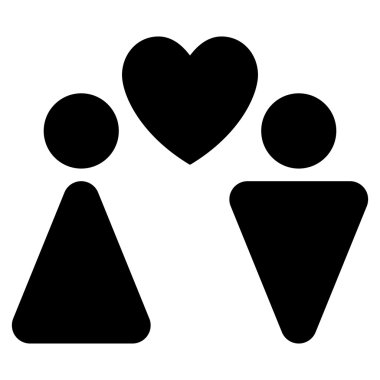 Aşk çift düz glif simgesi
