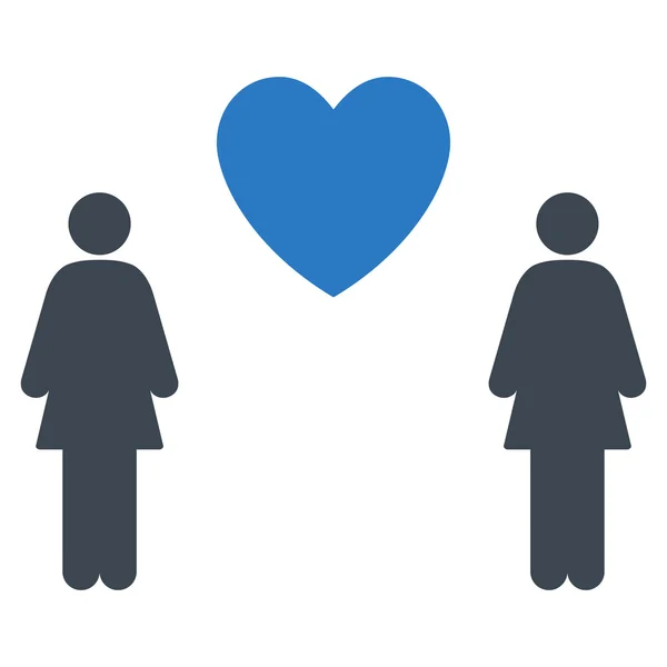 Lesbi liefde paar platte Glyph pictogram — Stockfoto