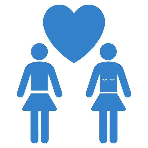 Lesbi liefde paar platte Glyph pictogram — Stockfoto