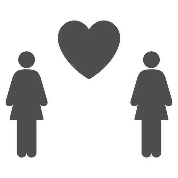 Lesbi liefde paar platte Glyph pictogram — Stockfoto