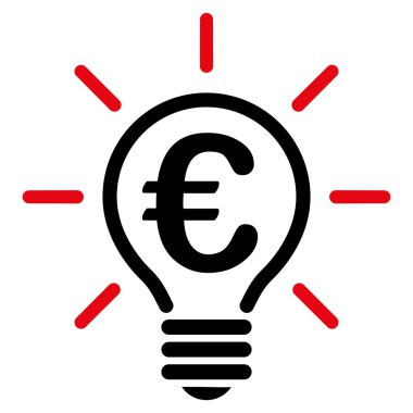 Euro fikir ampul düz vektör simgesi