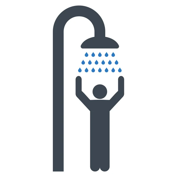 Homem sob chuveiro plana vetor ícone —  Vetores de Stock