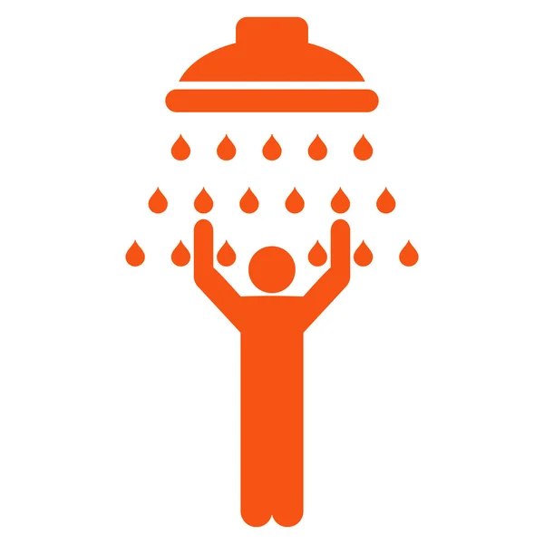 Man Under Shower Flat Vector Icon — Stock Vector