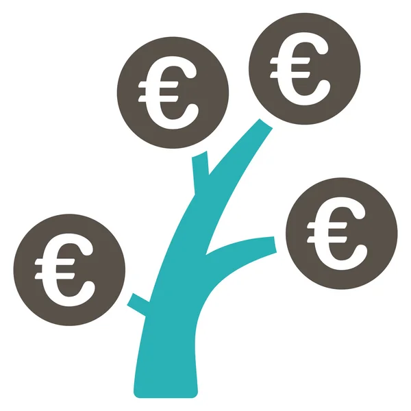 Árbol de dinero euro plano Vector icono — Archivo Imágenes Vectoriales